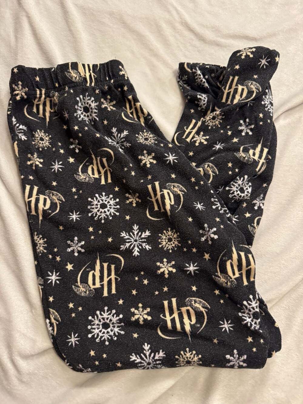 Wizarding World Harry Potter Fleece Pajama Pants Size Medium Black Snowflake